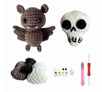 Xanadued Crochet Kit for Beginners, Crochet Halloween Bat & Skull Set, Knitting Kit for Beginners Adults, Easy Learn to Crochet Kit with Tutorial and Step-by-Step Instruction Vedio
