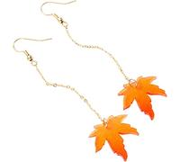 XANAYXWJ 1 Pair Faux Pearl Decor Drop Earrings Chain Tassel Orange Maple Leaves Hook Jewelry Gift Professional