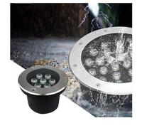 XANAYXWJ 15W Round Ground Landscape Light IP67 Waterproof Outdoor Recessed Spot Light Builtin Floor Lamp AC85265V LED Beam Light for GardPatio Pathway Blue Light