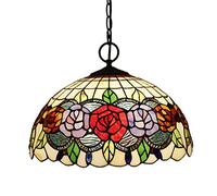 XANAYXWJ 16 Inch Style Baroque Pull Chain Pendant Lamp Creative Crystal Beads Rose Flowers Art Shade Hanging Lamp for Dining Room Bedroom Porch Hallway,D