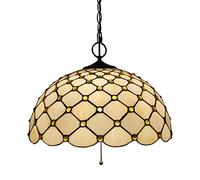 XANAYXWJ 16 Inch Style Baroque Pull Chain Pendant Lamp Creative Crystal Beads Rose Flowers Art Shade Hanging Lamp for Dining Room Bedroom Porch Hallway,A