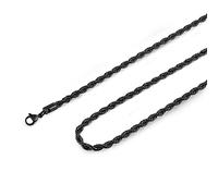 XANAYXWJ 18k Real Gold Plated Rope Chain 2mm 3mm 4mm Silver Black Stainless Steel Men Women Unisex Chains 16-30 Inches