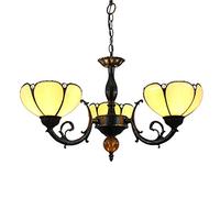 XANAYXWJ 22-inch Style Three-Head Chandelier Yellow Half-Bend Lampshade Adjustable Hanging Chain Ceiling Lamp for Aisle Cafe Bar,E27*3