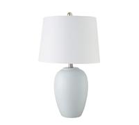 XANAYXWJ 23-inch Retro Ceramic Basin Table Lamp with Fabric Lampshade Bedroom, Dining Office Suitable for Living Room, Dormitory, Office,(Light Blue)