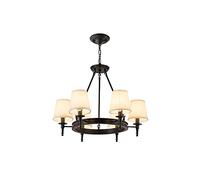 XANAYXWJ 3/6/8/10-Lights Chandelier with Fabric Shade Pendent Lighting Iron Metal Hanging Light for Bedroom Kitchen,Garage,Living Room, Dining Room (Color : Black, Size 6-Head