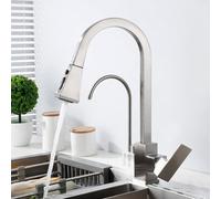 XANAYXWJ 3 Way Kitchen Tap Pull Out Brushed Dual Mode Tap Kitchen Sink 3 in 1 Pull Out Drinking Water Kitchen Sink Tap -D Mixer Tap for Kitchen Sink
