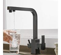 XANAYXWJ 3 Way Kitchen Taps Filter Sink Mixer Tap Brass 3 in 1 Kitchen Faucet Rotating Direct Drinking Hot and Cold Filtered Sink Faucet-A (Color : A)