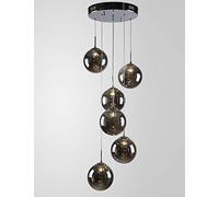 XANAYXWJ 30x150cm Staircase Long Chandelier Duplex Hollow Living Room Loft Creative Minimalist Hotel Villa Stairwell High Ceiling Pendant Light Glass 6 Lights (Color : Gray)