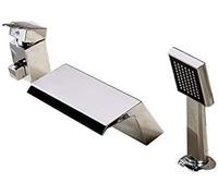 XANAYXWJ 3PCS Deck Mount Waterfall Bathtub Faucet Set - Chrome Single Handle Handheld Mixer Tap for Widespread Tub and Sink Stylish Type A & B