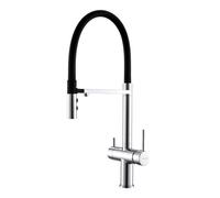 XANAYXWJ 3Way Kitchen Faucet with Chrome Finish Water Filter System Dual Handle Mixer Tap for Sink 3Way Water Mixing Faucet for Drinking Water and Kitchen Use