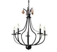 XANAYXWJ 5-Light Industrial Iron Chandeliers Lighting Classic Candle Ceiling Pendant Fixture Country Hanging Lights for Hall Bedroom Foyer, Marriage