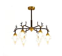 XANAYXWJ 6-Lights Antler Brass Sputnik Chandelier Vintage Metal During Light for Hotels Hallway Shops Cafe Bar Flush Mount Ceiling Fixtures-Black and Gold 6 Head
