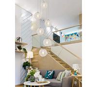 XANAYXWJ 6 Lights Hotel Villa Stairwell High Ceiling Pendant Light Minimalist Spiral Staircase Long Chandelier Creative Living Room Restaurant Glass 30x150cm