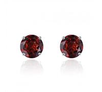 XANAYXWJ 6mm round garnet 925 stud earrings genuine red gemstone solid fine 1