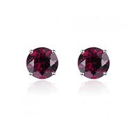 XANAYXWJ 6mm round garnet 925 stud earrings genuine red gemstone solid fine 1