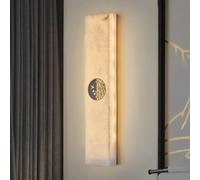 XANAYXWJ Alabaster Wall Sconces with Long Linear and 3 Color Dimming Elegant Marble Wall Sconce Lighting for Bedroom Living Room Bathroom Stairs and Restaurant Gold Brass Finish