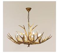 XANAYXWJ American Retro Deer Antler Chandelier Personality Creative Living Room Restaurant Bedroom Study Clothing Store Log Cabin Cafe Bar Pendant Light (D A 8 Lights)
