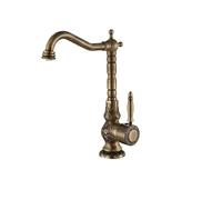 XANAYXWJ Antique Brass Kitchen & Bathroom Sink Faucet - Hot & Cold Mixer Tap Single Handle Deck Mount Rotatable Crane Vintage Tall A Style for Elegant Décor