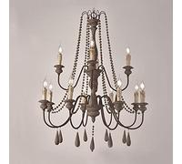 XANAYXWJ Antique E14 Solid Wood Chandelier - Vintage Duplex Baroque for Living Room, Dining Room & Stairs Retro White Iron Lighting Fixture
