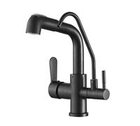 XANAYXWJ ANWEALTH 3 Way Kitchen Tap with Pull Out Sprayer Black 2 Modes Drinking Kitchen Mixer Tap 1 Hole Mixer Tap for Kitchen Sink