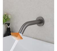 XANAYXWJ Automatic Touchless Wall Mount Bathroom FaucetHandsFree Sensor Tap for SinkModern Dark Grey FinishEcoFriendly WaterSaving