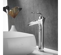 XANAYXWJ Basin Mixer Tap Bathroom Sink Taps Waterfall, Tall Waterfall Single Lever Sink Taps for Bathroom,Chrome Lavatory Sink Faucet