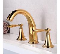 XANAYXWJ Basin Mixer Tap Retro Brass Sink Faucet Hot and Cold Water Bathroom Faucet Two Handle Bathroom Mixer Tap Three-Hole Basin Taps Mixers Black Gold,Gold