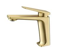 XANAYXWJ Basin Tap Single Handle Single Hole Bathroom Faucet with Hot and Cold Logo Basin Faucet Brass Taps with Aerator The Water Flow is Soft and Comfortable,Chrome (Color : Brushed Gold)