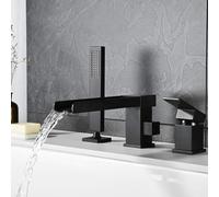 XANAYXWJ Bath Mixer Taps with Shower Waterfall Single Handle Brass 3 Hole Bath Taps Bathroom Black
