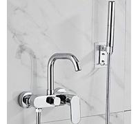 XANAYXWJ Bathroom Bath Taps Wall Mounted Hot and Cold with Spray Gun 360° Rotation Bathroom Shower Faucet Brass Body Soft Starting Block Sink Tap for Bathroom Chrome Plated-A(A)