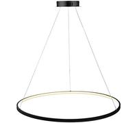 XANAYXWJ Bracket Light Circle Led Pendant Light Metal Acrylic Suspended Chandelier Adjustable Island Hanging Lamp for Living Room Kitchen Bedroom,Black+3 Step Dimming,80Cm 50W