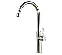 XANAYXWJ Brushed Kitchen Faucet - 360° Swivel Solid Stainless Steel Single Lever Sink Tap - Classic - Single Cold Water Faucet by FANDIAO