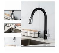 XANAYXWJ Brushed Kitchen Faucet Pu Sprayer 360° Rotating Spout Hot & Cold Water Mixer for Sink Kitchen Tap & Stylish (Black 1 UK)