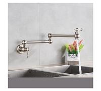 XANAYXWJ Brushed Wall-Mounted Pot Filler Faucet Single Cold Rotatable Folding Spout Kitchen Tap Chrome and Black Brass Space-Saving for Easy Use