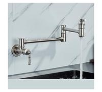 XANAYXWJ Brushed Wall Mounted Pot Filler Faucet - Single Cold Tap Rotatable Folding Spout for Kitchen Elegant Chrome & Black Brass Space-Saving Solution