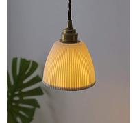 XANAYXWJ Ceramic Chandelier Retro Pleated Ceramic Lampshade Copper Pendant Lights E27 Base Droplight Fitting for Restaurant Bar Bedside Nordic Brass Lampholder Indoor Hanging Lamp