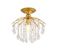 XANAYXWJ Chandelier Lighting Elegant Flush Mount Led Ceiling Light Fitting with Crystal Raindrop Living Dining Room Bedroom Pendant Ceiling Lights E14 Hallway Aisle Corridor Hanging Lamp,Gold