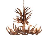 XANAYXWJ Chandelier Resin Antler, Vintage Pendant Light Rustic Retro Candle Ceiling Hanging Lamp 9+9 Heads Deer Horn Chandeliers