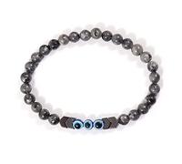 XANAYXWJ Charm jewelry Gemstone Bracelet,Natural Grey Speckled Stone Beads Beaded Bracelet,Blue Evil Eye Pendant Bangles,Elastic Crystal Bracelet Fashion Crystal Jewelry for Men Women