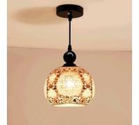 XANAYXWJ Chinese Ceramic Pendant Lamp E27, Blue and White Porcelain Shade, 1-Light Chandelier for Tea House, Dining Room, Vintage Style Home Decor, Five-Color