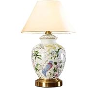XANAYXWJ Chinese Style Ceramics Light Body Cloth Lampshade E27 Button Table Lamp Bedroom Decorated Brass Table Lamp,chandelier