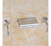 XANAYXWJ Chrome Polish Bathroom Wall-Mounted Faucet for Kitchen & Bathtub - Two Handle Mixer Tap with Ceramic Valve Three Holes Stylish &