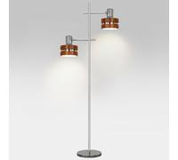 XANAYXWJ Classic Double Head Floor Lamp with Adjustable Iron & Rubberwood Frame, Standing Floor Lights Chrome 5W Tri-Color E27 Standing Light for Living Room & Bedroom, 61 Inch Height