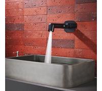 XANAYXWJ Concealed Basin Tap Wall Mounted Single Handle Hot and Cold, Brass G1/2 Connection Wall Mounted Bathroom Sink Mixer Tap Single Hole Black