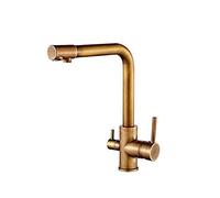 XANAYXWJ Copper Kitchen Faucet Three in One Pure Water Faucet 3 with Filter Water Purifier Direct Drinking Faucet Kitchen Sink Faucet Chrome-Plated Polishing Double Handles, (Color : to Fake Something