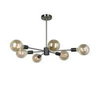 XANAYXWJ Creative Retro Bedroom Magic Bean Lamp,E27 Nordic Living Room Chandelier, Home Iron Art Molecular Dining Lamp-Black and Chrome 80 * 70cm Made in China