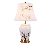 XANAYXWJ Desk Lamp Decorative Ceramic Hand-Painted Pattern White Lampshade is Suitable for All Bedrooms and Living Room