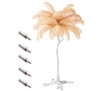 XANAYXWJ Dimmable Ostrich Feather Floor Lamp for Romantic Girl's Bedroom 3 Color Options Foot Silver Resin Base E14 LED Included Stylish Khaki 150x90cm