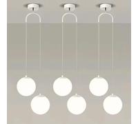 XANAYXWJ Double Heads Pendant Lighting White Glass Lights Globe Chandelier Minimalist Light Bedroom Bedside Hanging Lamp Adjustable Household Kitchen Suspension