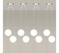 XANAYXWJ Double Heads Pendant Lighting White Glass Lights Globe Chandelier Minimalist Light Bedroom Bedside Hanging Lamp Adjustable Household Kitchen Suspension